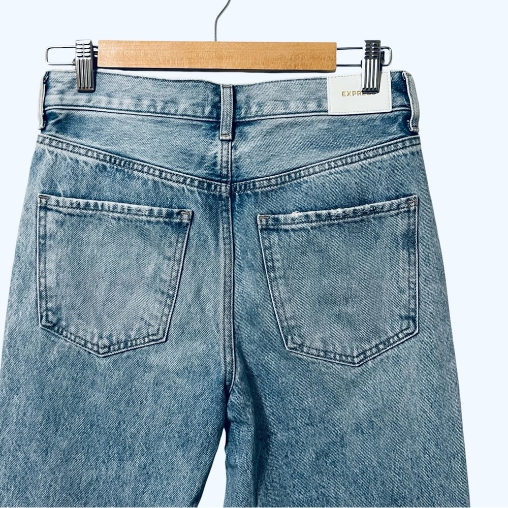 Express Jeans Size 0 Straight Ankle High Rise Ripped - Picture 4 of 9